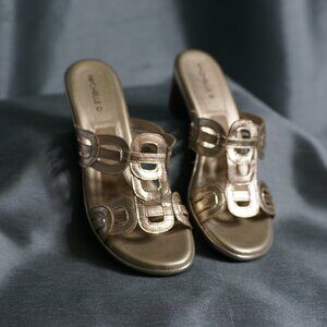 Champagne Gold Heeled Sandals by Michelle D